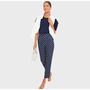 Tuckernuck Pixie Polka Navy White Polka Dot Pleated Front Trousers Sz S